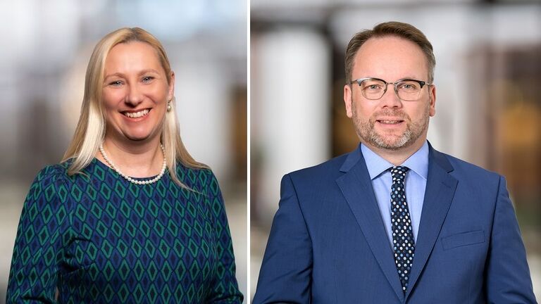 Gesundheitsministerin Diana Stolz und Wissenschafts- und Forschungsminister Timon Gremmels