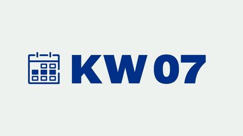 Grafik mit der Aufschrift "KW 07" für "Kalenderwoche 7"
