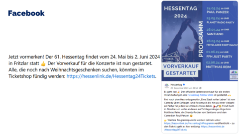 Facebook-Post vom 20. Dezember 2023