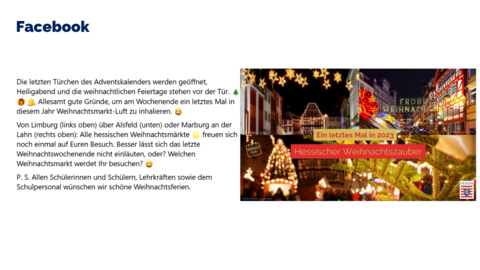 Facebook-Post vom 22. Dezember 2023