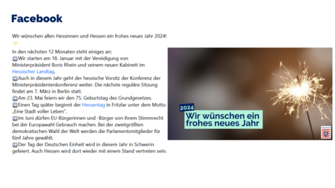 Facebook-Post vom 01. Januar 2024