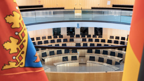 Blick auf den Hessischen Landtag von oben