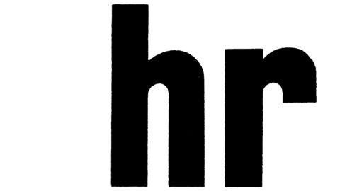 schwarze Schrift auf weißem Untergrund mit folgendem Inhalt "Hessischer Rundfunk hr"