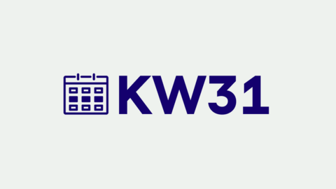Grafik mit der Aufschrift "KW 31" für "Kalenderwoche 31"
