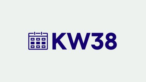 Grafik mit der Aufschrift "KW 38" für "Kalenderwoche 38"