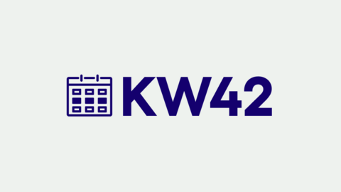 Grafik mit der Aufschrift "KW 42" für "Kalenderwoche 42"
