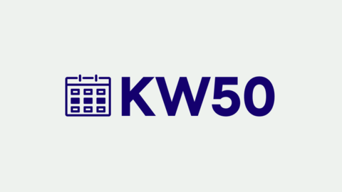 Grafik mit der Aufschrift "KW 50" für "Kalenderwoche 50"