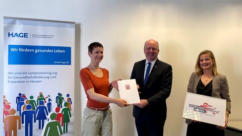v.l.n.r.: Dr. Katharina Böhm, Geschäftsführerin der HAGE e.V., Europastaatssekretär Uwe Becker, Béatrice Frank 
