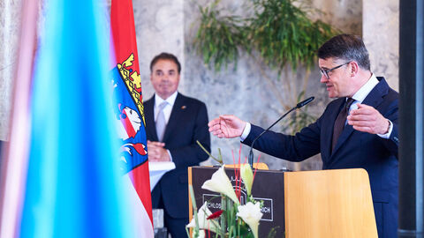 Boris Rhein spricht auf dem Empfang für das Hessische Consular Corps